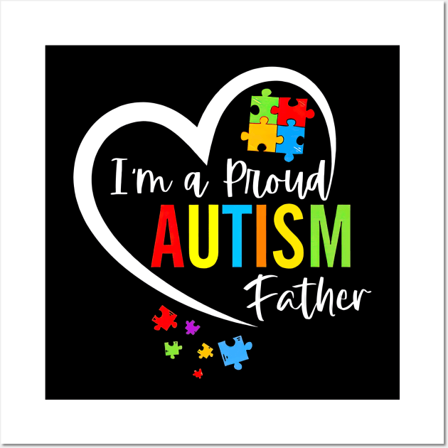 I'm A Proud Autism Father Heart Autism Awareness Puzzle Wall Art by Ripke Jesus